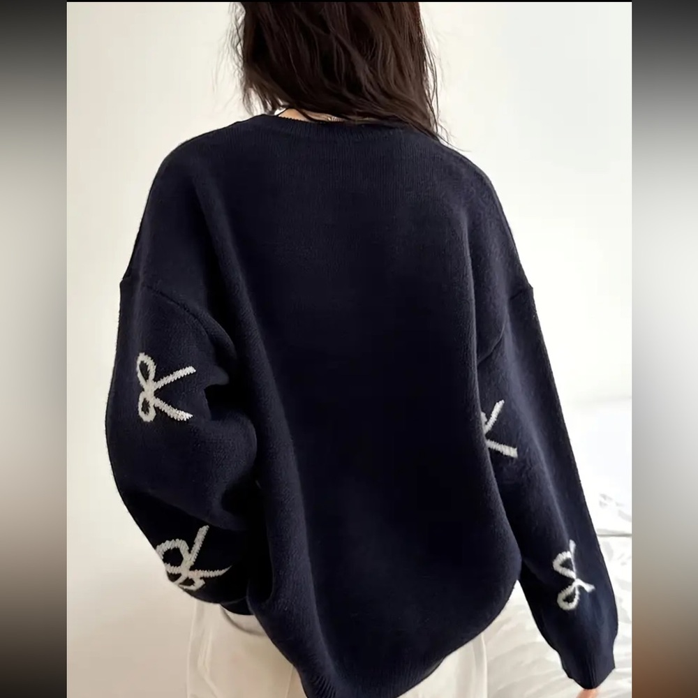 Women’s Knit Crew Neck Sweater. Navy Blue. NWT. - Picture 2 of 2